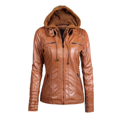 Hooded Faux Leather Jacket