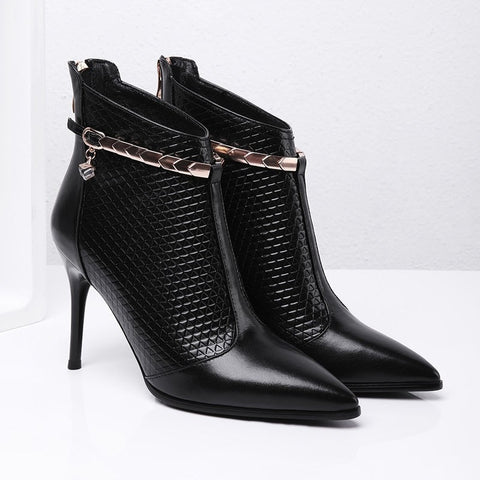 High Heels Ankle Boots Woman Shiny