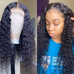 Curly Human Hair Lace Wig Honey Blonde