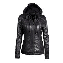 Hooded Faux Leather Jacket