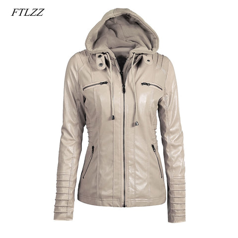 Hooded Faux Leather Jacket