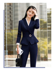 Women Office Work 2 Piece Pants Blazer