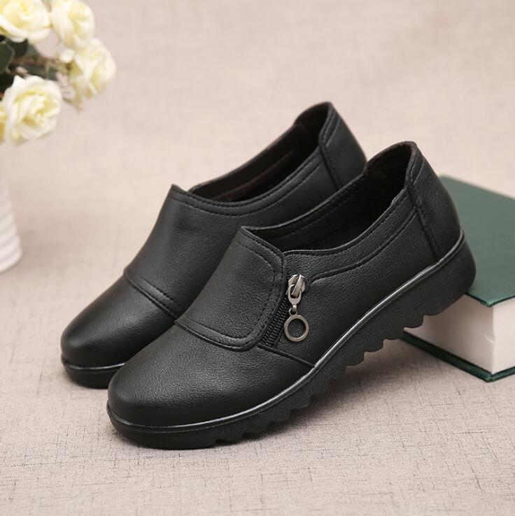 Women Casual Flats Ladies Side Zipper Flat Oxford Shoes New Mother single Shoes