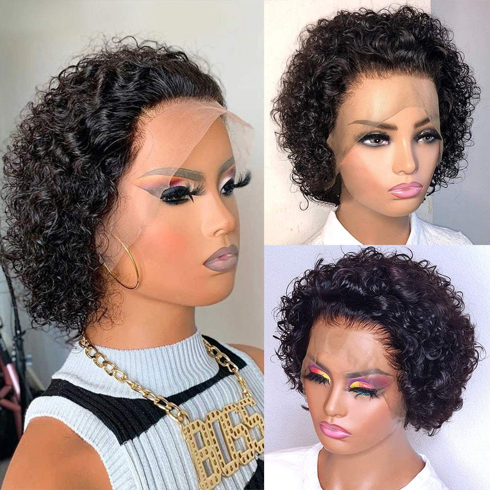 Cut Lace Front Wig Curly Human Hair