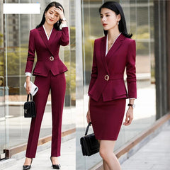 Women Office Work 2 Piece Pants Blazer