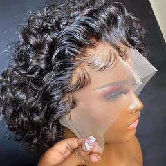 Cut Lace Front Wig Curly Human Hair