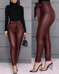 women's fashion casual PU pants