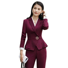 Women Office Work 2 Piece Pants Blazer