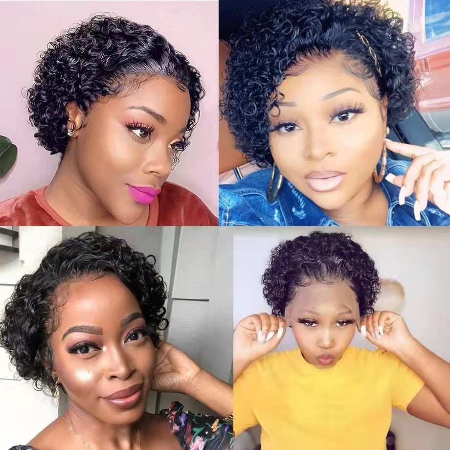 Cut Lace Front Wig Curly Human Hair