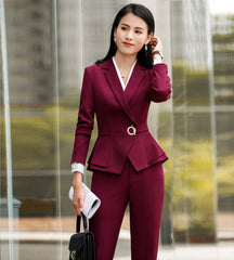 Women Office Work 2 Piece Pants Blazer