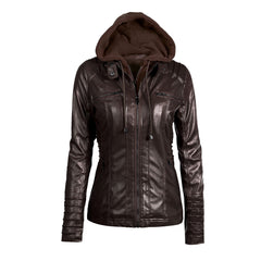 Hooded Faux Leather Jacket