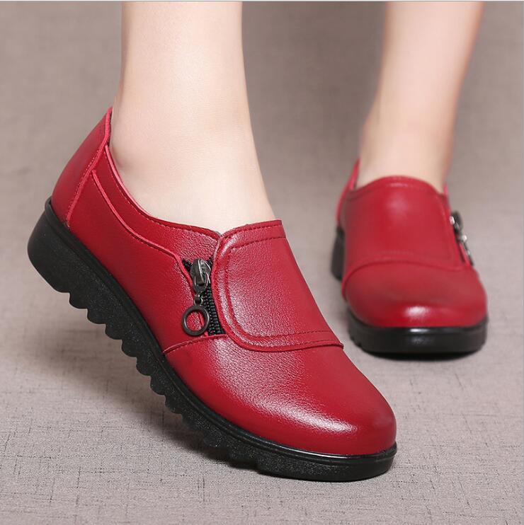 Women Casual Flats Ladies Side Zipper Flat Oxford Shoes New Mother single Shoes