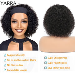 Kinky Curly Headband Wig Human Hair