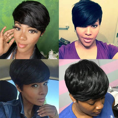 Hair Wigs Pixie Cut Straight Remy Brazilian