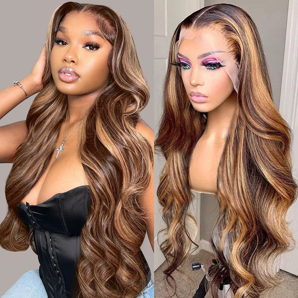 Blonde Highlight Wig Human Hair Body Wave Lace Front Wig