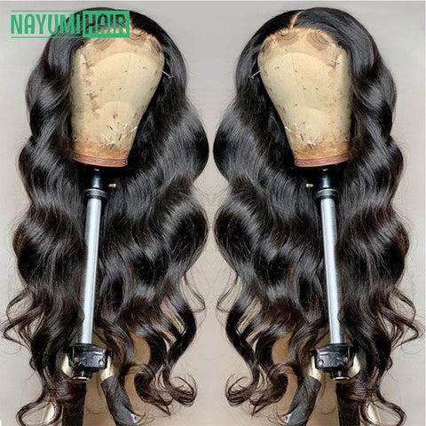 HD Lace Front Wigs Human Hair T Part, Body Wave Wig, 16 inches natural color