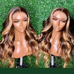 Blonde Highlight Wig Human Hair Body Wave Lace Front Wig