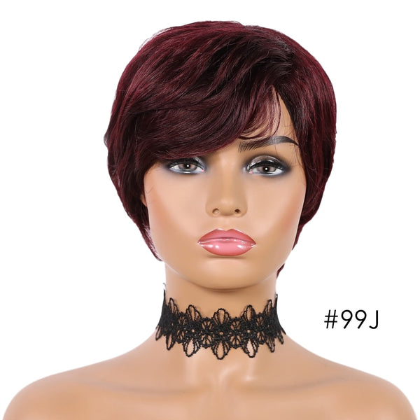 Hair Wigs Pixie Cut Straight Remy Brazilian