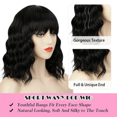 Body Wave Human Hair Wig With Bangs