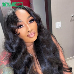 HD Lace Front Wigs Human Hair T Part, Body Wave Wig, 16 inches natural color