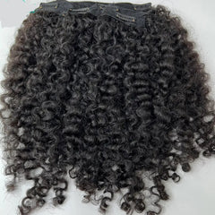 Hair Clips In Brazilian Human Hair Burmese Curly Clip-In Hair Extensions