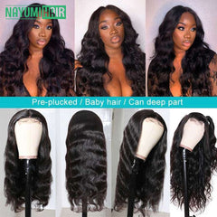 HD Lace Front Wigs Human Hair T Part, Body Wave Wig, 16 inches natural color