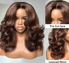 Wear Go Wig Layered Pre Cut 4x4 Lace Closure Glueless Wig