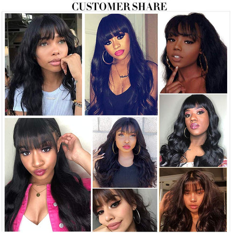 Body Wave Human Hair Wig With Bangs