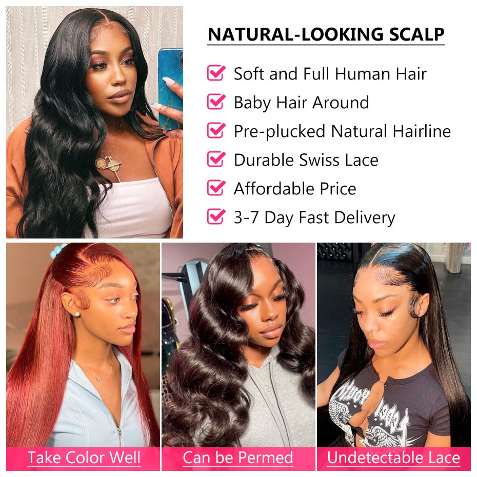 Body Wave 360 Lace Frontal Wig Ponytail Human Hair Extension
