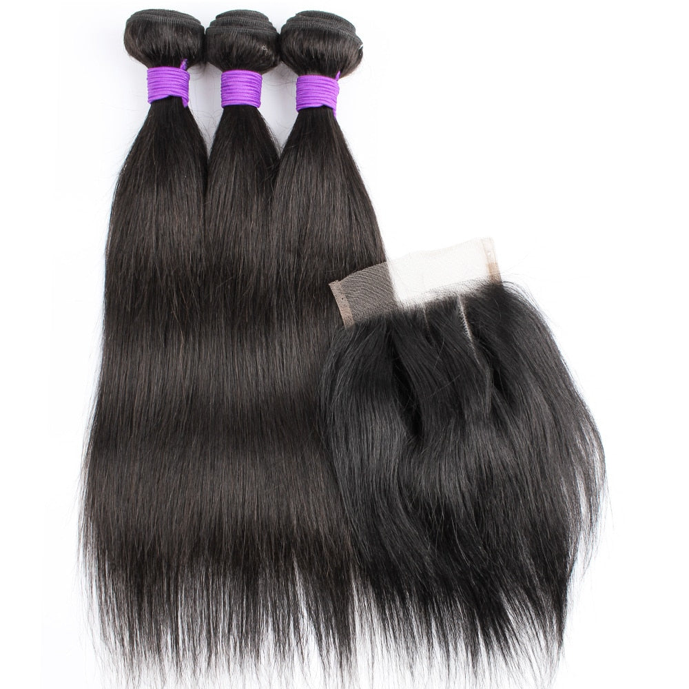 Bundles Extension Straight With 4x4 Lace Closure