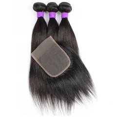 Bundles Extension Straight With 4x4 Lace Closure