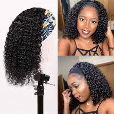 Kinky Curly Headband Wig Human Hair